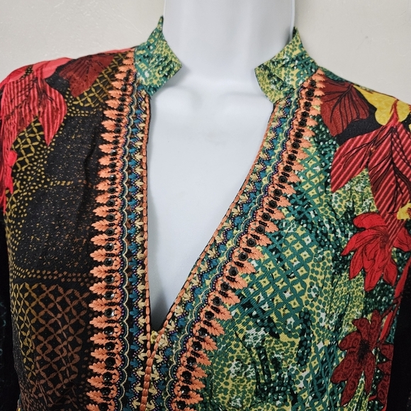 Bhanuni by Jyoti Anthropologie Women's 0P Obsidian Dress Maxi Long Sleeve Boho - Picture 6 of 13